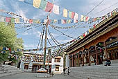 Ladakh - Leh, atop the crag behind Leh palace the Tsemo (red) Gompa